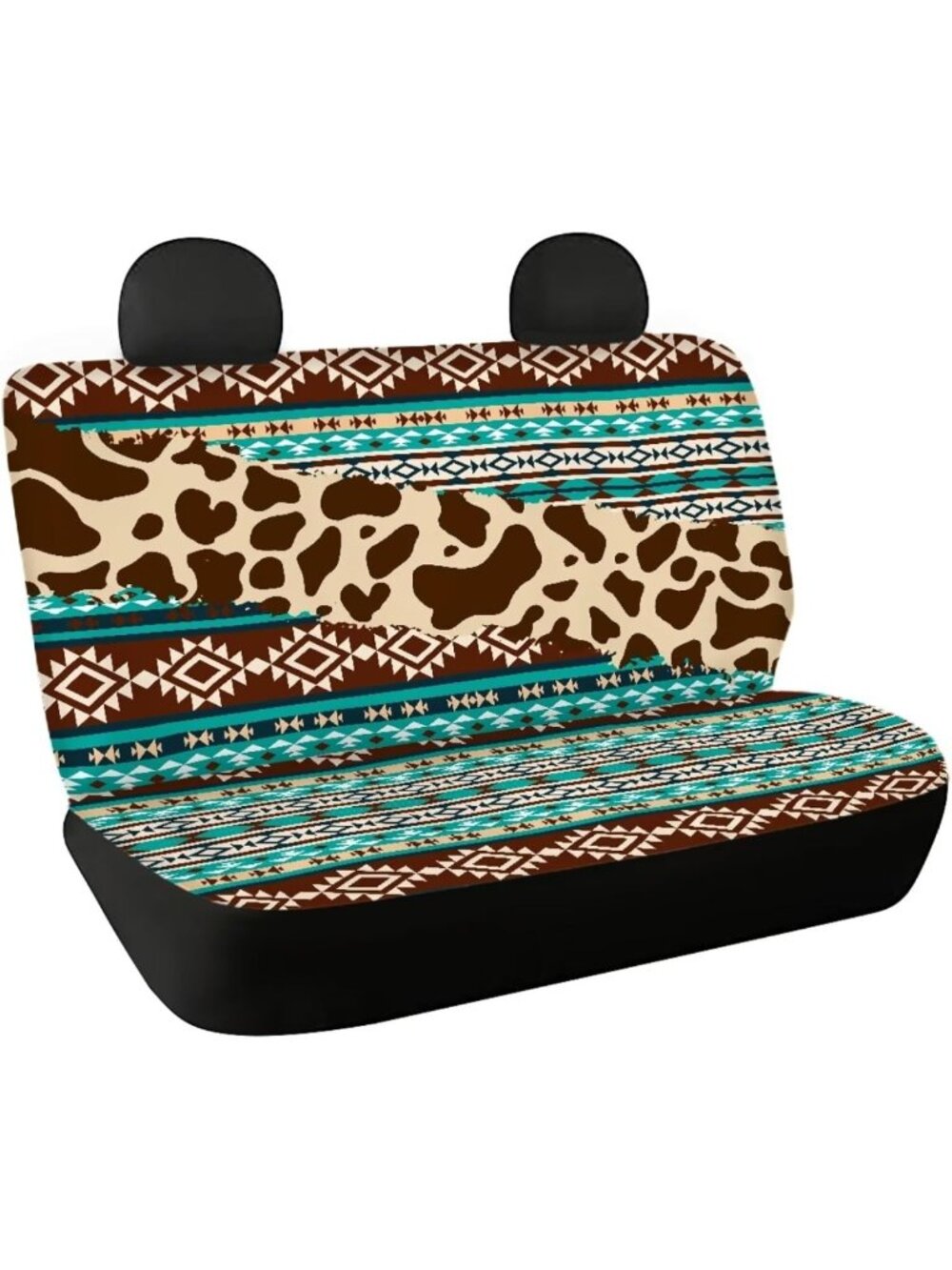 Stretchable Aztec Cow Print Back Seat Cover for Cars, Trucks & SUVs - Universal